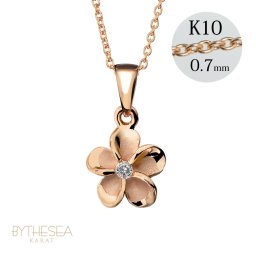 ゴールド ネックレス ハワイアンジュエリー ネックレス ピンクゴールド ネックレス プルメリア 14K K14ピンクゴールド ダイヤモンド ジルコニア K10 10Kあずきチェーン太0.7mm ギフトラッピング可能 彼女 妻 女性 レディース プレゼント 夏 サマー 【品番：CG-GP109R】