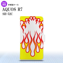 SH-52C AQUOS R7 手帳型スマホケース カバー ファイヤー 炎 白 黄  nk-004s-r7-dr1306