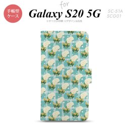 SC-51A SCG01 Galaxy S20 5G 手帳型 スマホケース 全面印刷 おしゃれ ストラップホール 内側にカードポケット付き 花柄 バラ チェック 青 nk-004s-s20-dr254