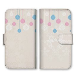 ＼全機種対応／ スマホケース 手帳型 スマホカバー 手帳タイプ スマートフォン ケース カバー 花柄 電球 ライト ベージュ アート かわいい おしゃれ 人気 カードホルダー付き カード収納 合皮 合成レザー