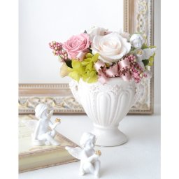 ■アンジェ 完成品■ プリザーブドフラワーアレンジ クリアケース入り 天使アレンジ 誕生日 結婚 出産 お祝い アレンジ華やか 人気アレンジ 結婚式 ■送料無料■