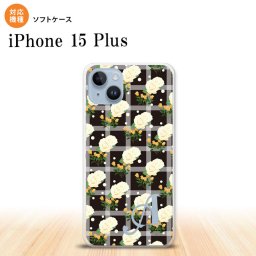 iPhone15 plus iPhone15 plus スマホケース 背面ケースソフトケース 花柄 バラ チェック 黒 +アルファベット 2023年 9月発売 nk-i15pl-tp253i