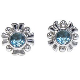 ピアス クロス ブルートパーズ ピアス 一粒 シンプル k18