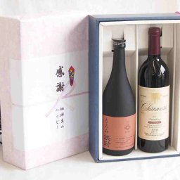 実りの秋の贈り物 感謝の贈り物ボックス 酒粕だけの焼酎と国産ワインセット(グランシャンモリ アッサンブラージュ 赤ワイン 重口(山梨県)750ml大分県井上酒造もろみ焼酎32度 720ml