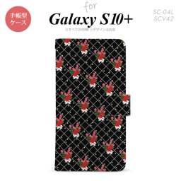 SC-04L SCV42 Galaxy S10+ 手帳型スマホケース カバー 花柄 バラ 編み 黒 nk-004s-s10p-dr267
