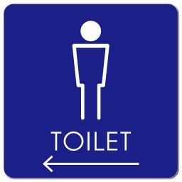 トイレ 御手洗 TOILET トイレマーク H2男 左 矢印 ピクトサイン マグネットステッカー マグネット 強力 正方形 13x13cm サイン インテリア 施設 案内
