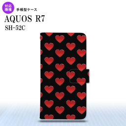 SH-52C AQUOS R7 手帳型スマホケース カバー ハート 黒 赤  nk-004s-r7-dr117