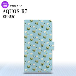 SH-52C AQUOS R7 手帳型スマホケース カバー 花柄 バラ ドット 小 水色  nk-004s-r7-dr249