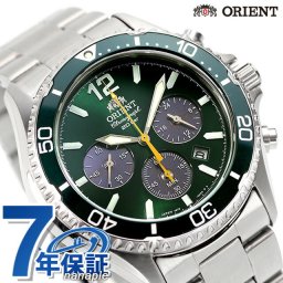 オリエント オリエントマコ ソーラーパワード 腕時計 ブランド メンズ クロノグラフ RN-TX0204E アナログ グリーン 日本製