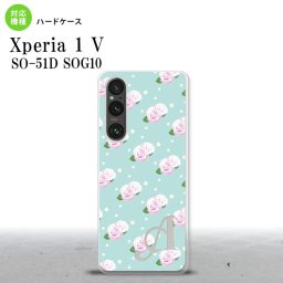 Xperia 1V Xperia 1V スマホケース 背面ケース ハードケース 花柄 バラ ドット 水色 +アルファベット 2023年 6月発売 nk-xp15-261i
