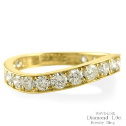 k18 リング ダイヤモンド 1.00ct エタニティリング 指輪 ハーフエタニティ 18k 18金 イエローゴールドk18 ソフトライン 1ct レディース 豪華 マリッジリング