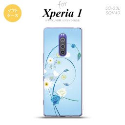 SO-03L SOV40 901SO Xperia 1 スマホケース ソフト カバー 花柄 ミックス A 青 nk-xp1-tp272