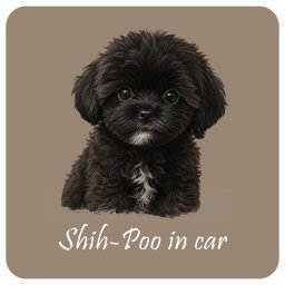 名入れ可 ドッグ カーステッカー イラスト付 Dog in Car シープー Bタイプ セーフティサイン 犬種別 正方形 13x13cm シール リア あおり運転対策 Dog Sticker 屋外 屋内 防水 安全対策 カーサイン