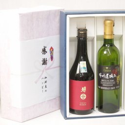 夏の贈り物お中元 感謝の贈り物ボックス 清涼感ある南部美人と国産ワインセット(甲州遅摘み 白 完熟甘口ワイン 甘口(山梨県)720ml日本酒南部美人特別純米 (岩手県)720ml