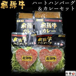 飛騨牛 ハートハンバーグ & カレー 8個セット A5 A4 [送料無料] | 結婚祝い 出産祝い 内祝い お返し プレゼント 出産 結婚 贈り物 ペア 松阪牛 神戸牛 米沢牛 近江牛  肉 お肉
