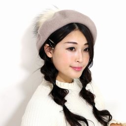 ポンポンベレー帽 ベレー ガーリー ベージュ 帽子 レディース ファー ラクーン ブローチ 上品 かわいい デート クリスマス ギフト包装 ラッピング 母の日