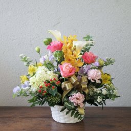 【アレンジメント】カラフルお好きでしょ？【大切な方へ】恋人 上司 両親 お祝い プロポーズ 結婚祝い 開店祝い 開業祝い 発表会 送別会 引越し祝い 新築祝い 結婚記念日 誕生日 退職祝い ギフト プレゼント 豪華 母の日