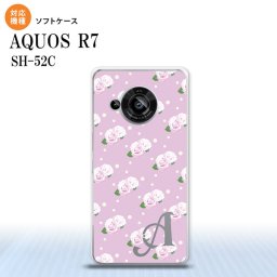 SH-52C AQUOS R7 スマホケース 背面ケースソフトケース 花柄 バラ ドット 紫 ピンク +アルファベット 2022年 7月発売 nk-r7-tp260i