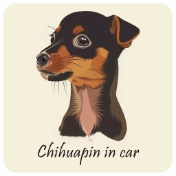 ドッグ カーステッカー イラスト付 Dog in Car チワピン Aタイプ セーフティサイン 犬種別 正方形 13x13cm シール リア あおり運転対策 Dog Sticker 屋外 屋内 防水 かわいい おしゃれ 安全対策 カーサイン