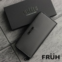 FRUH フリュー リアルカーボン ラウンドジップウォレット GL026[長財布 リアルカーボンレザー ブランド 長サイフ 軽い メンズ 小銭入れ カード収納 ラウンドファスナー 男性 シンプル おしゃれ おすすめ ラウンドファスナー財布]