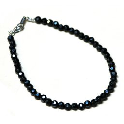 ブラックスピネルワイヤーブレスレット3mm19cm プレゼント