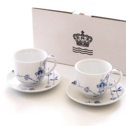 ロイヤルコペンハーゲンROYAL COPENHAGEN　ブルーパルメッテ　カップ＆ソーサー　ペア１６０cc【御結婚御祝・内祝・新築御祝・還暦御祝・御礼・寿・ギフト包装可能】