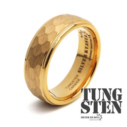 タングステン カット リング メンズ 指輪 ゴールド 金 つや消し マット 金属アレルギー対応 オリジナル 男性