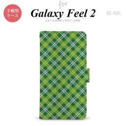 Galaxy Feel 2 手帳型 スマホ ケース カバー ギャラクシー チェックA 緑【ギャラクシー フィール 2,Galaxy,Feel,2,docomo,ドコモ,メール便 送料無料】