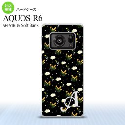 SH-51B AQUOS R6 AQUOS R6 スマホケース ハードケース 花柄 バラ ドット 小 黒 +アルファベット メンズ レディース nk-r6-250i