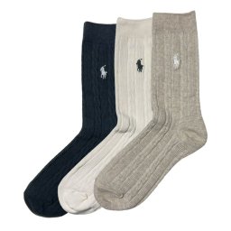 ラルフローレン Ralph Lauren ポロラルフローレン Polo Ralph Lauren ソックス 靴下 3足セット アソート ロゴ ワンポイント カジュアル 女性用 75244PK ASST レディース ブラック+ベージュ+ライトブラウン