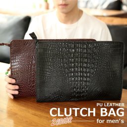 クロコダイル調 レザー クラッチバック 軽量 コンパクト 型押し 合皮 エンボス セカンドバッグ ビジネスバッグ ハンドバッグ 鞄 ワニ柄 クロコ調 メンズ ギフト プレゼント 誕生日 父の日 通学 学生 仕事 ビジネス 男性