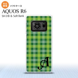 SH-51B AQUOS R6 AQUOS R6 スマホケース ソフトケース チェック B 緑 +アルファベット メンズ レディース nk-r6-tp436i