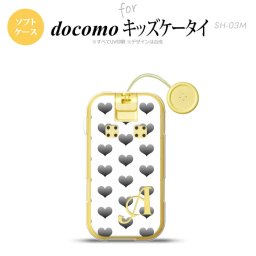 SH-03M キッズケータイSH-03M スマホケース ソフトケース ハート A 白 グレー +アルファベット メンズ レディース nk-sh03m-tp116i