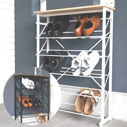 シューズラック　ワイドタイプ/下駄箱　ワイド　靴箱　収納棚　ラック　ヴィンテージ調　傘立て　オープンラック　スリッパ収納　ブラウン　ナチュラル　おしゃれ　げた箱　シューズ収納　シューズホルダー　傘立て　省スペース　靴入れ    