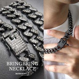 HIP HOP 喜平ネックレス ブラック 黒 メンズ ブリンブリンネックレス B系ファッション チェーンネックレス 珍しい マイアミキューバンリンク パヴェ キラキラ ブラックチェーン 二重ロック 男性