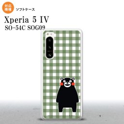 Xperia 5IV Xperia5IV スマホケース 背面ケースソフトケース くまモン チェック 緑 2022年 10月発売 nk-xp54-tpkm16