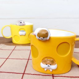 かわいいハムスターの陶器マグカップ はむころん ひょっこりハムマグ ブラウン