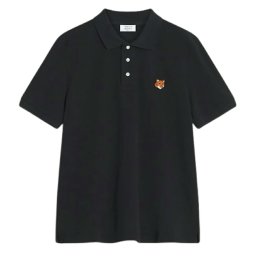 メゾンキツネ MAISON KITSUNE ポロシャツ フォックスヘッド レギュラー 半袖 ロゴ 刺繍 ワンポイント コットンピケ カジュアル PM00209KP0002 P199 メンズ ブラック
