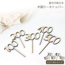 ケーキトッパー 木製 数字 100 200 300 400 500 誕生日 記念日 バースデー スマッシュケーキ ハーフバースデー 百日祝い ベビー 記念撮影 フォトグッズ ナチュラル おしゃれ 300日 アニバーサリー 写真撮影 装飾 パーティー 飾り 送料無料