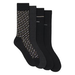 ヒューゴボス：GIFT MONOGRAM クルーソックス 4PK (002)[ソックス/ 靴下/ メンズインナー/人気ブランド/おすすめギフト/誕生日プレゼント/メンズファッション]