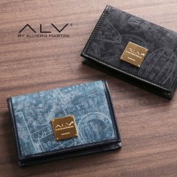 パスケース 定期入れ メンズ 二つ折り icカード 2枚 ブランド ALV エーエルブイ モノグラム デザイン コットン デニム カードケース コンパクト 薄い ギフト プレゼント (09000208-mens-1r) クリスマス バレンタイン 父の日 定年退職 バレンタイン 成人祝い