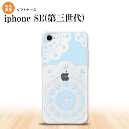iPhoneSE 3 iPhoneSE 3 スマホケース ソフトケース レース クリア 青 メンズ レディース nk-ise3-tp1485