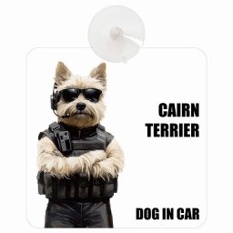 名入れ可 Cairn Terrier ケアーンテリア DOG IN CAR 吸盤 収れん火災防止タイプ 車内用 セキュリティガード風 ちょい悪 ドッグオンボード 安全対策 あおり運転 セーフティサイン 窓ガラス カーサイン 車 犬
