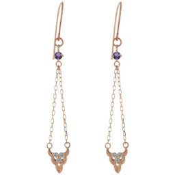 ピアス ロング 揺れる レディース アメジスト 2月誕生石 上品 プレゼント 母の日 2024