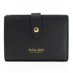 ジョリージョリ　Jolie Joli　ベルトフラップ開閉 二つ折り財布　2026180　ブラック&内面グレー (001)　バイカラーウォレット　エンボスレザー