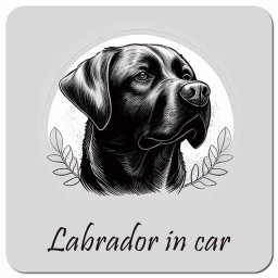 イラスト付 Dog in Car ラブラドール Aタイプ カーサイン 車 マグネットステッカー 犬 マグネット 強力 13x13cm 正方形 おしゃれ かわいい ドラレコステッカー 安全対策 危険運転 煽り運転 アニマル 動物 犬種別 屋外 防水 屋内