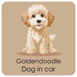名入れ可 Goldendoodle ゴールデンドゥードル カーステッカー シール 犬 パステル くすみカラー スタイル アニメ風 13x13cm 正方形 防水 屋外 屋内 ドッグオンボード デカール