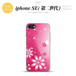 iPhoneSE 2 第二世代 iPhone8&iPhone7 共用 スマホケース 背面カバー ソフトケース 花柄 ガーベラ ピンク おしゃれ かわいい かっこいい メンズ レディース nk-ise2-tp066