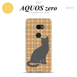 AQUOS zero アクオス ゼロ 801SH スマホケース カバー ソフトケース 猫 チェック茶B nk-801sh-tp956[スマホ,スマホケース,スマホカバー,ケース,カバー,ジャケット]