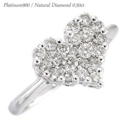 ▲ダイヤモンド リング パヴェ プラチナ プラチナ900 pt900 ダイヤ 0.5ct ハート 指輪 婚約指輪 レディース ジュエリー アクセサリー プレゼント ギフト 人気 おすすめ 送料無料